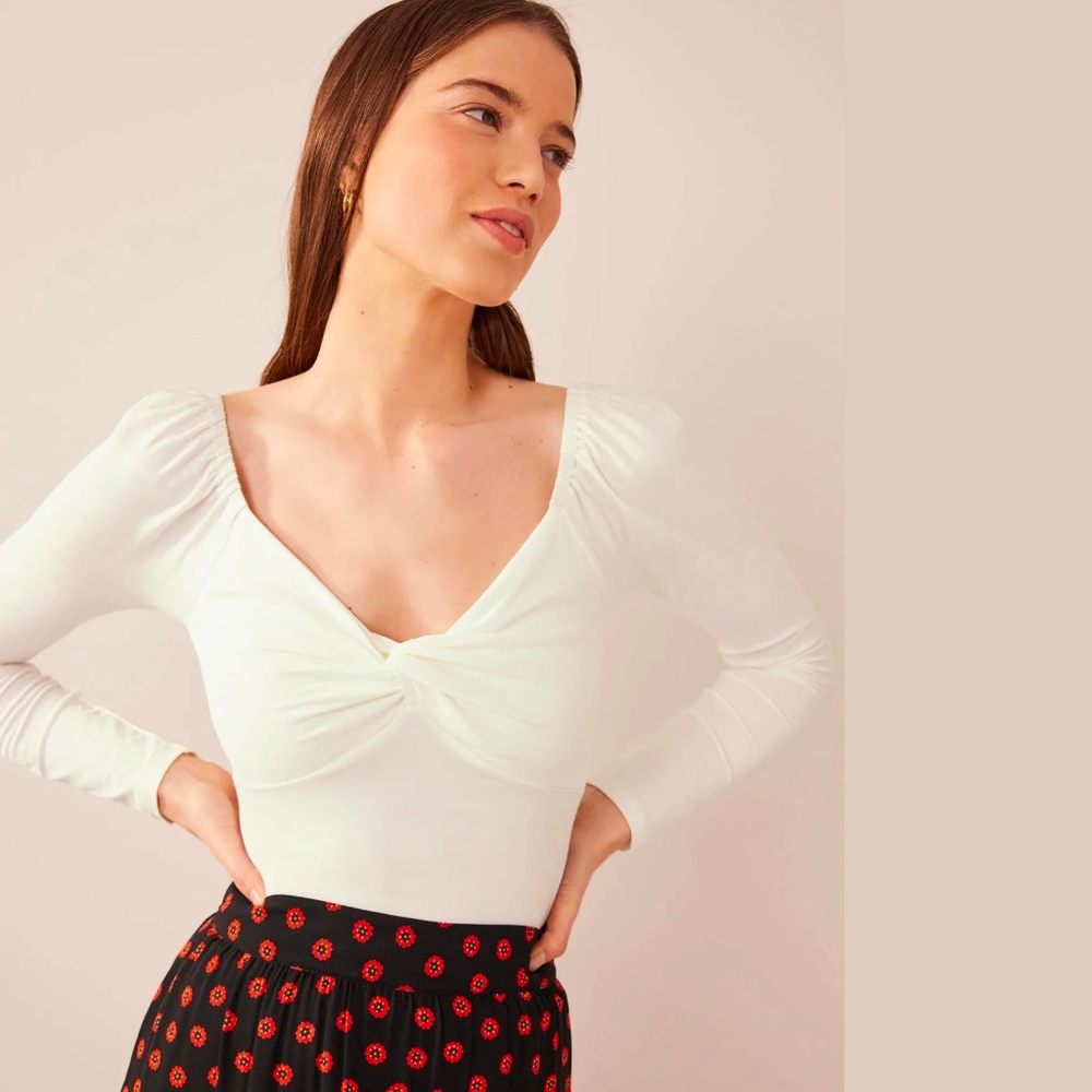 Boden Sweetheart Jersey Top, Size 6, in Ivory